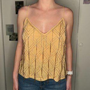 Free People Cross Back Vintage-Style Beaded Tank Top